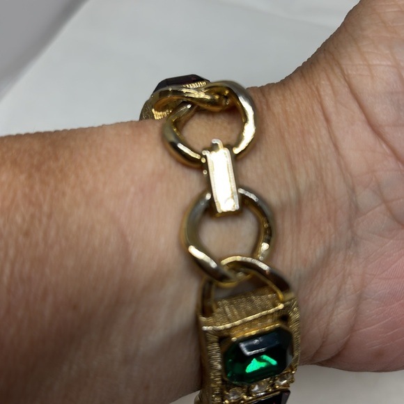 Large octagon rhinestone bracelet - Picture 6 of 13